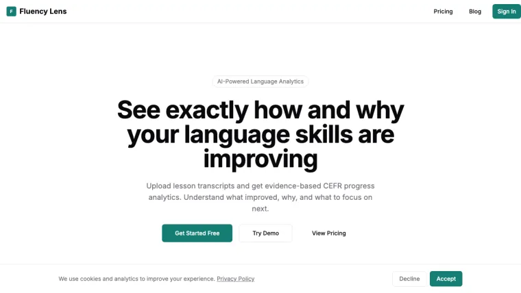 Fluency Lens live site