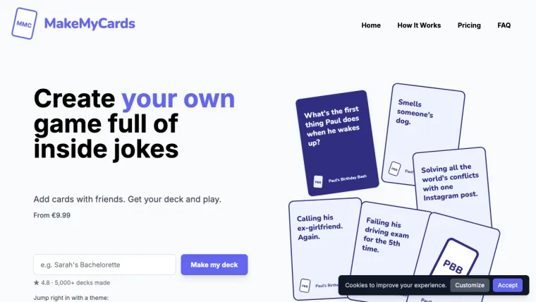 MakeMyCards live site