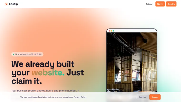 Siteflip live site